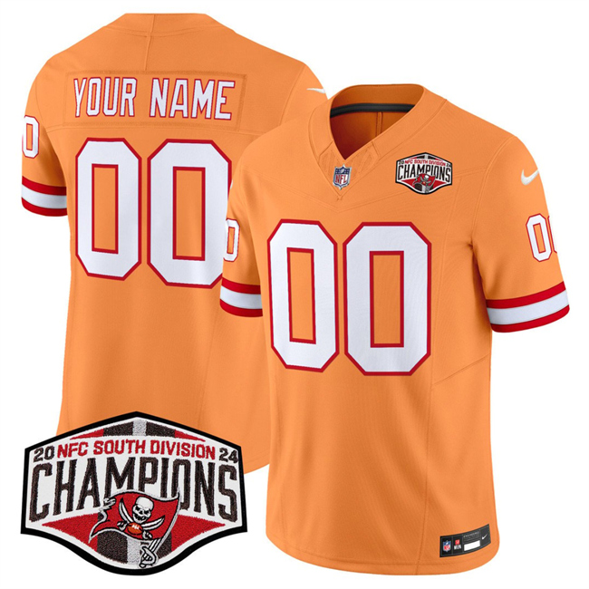 Personalized Men’s Tampa Bay Buccaneers Active Player Orange F.U.S.E. 2024 NFC South Champions Limited Stitched Jersey