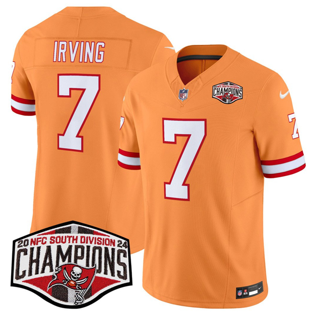 Personalized Men’s Tampa Bay Buccaneers #7 Bucky Irving Orange F.U.S.E. 2024 NFC South Champions Limited Stitched Jersey