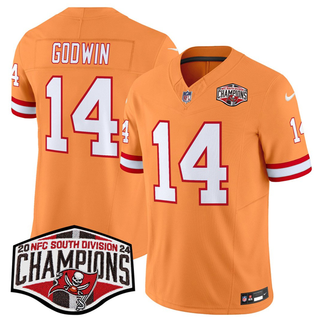 Personalized Men’s Tampa Bay Buccaneers #14 Chris Godwin Orange F.U.S.E. 2024 NFC South Champions Limited Stitched Jersey