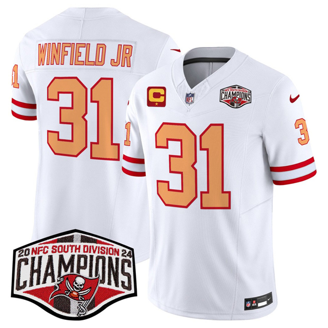 Personalized Men’s Tampa Bay Buccaneers #31 Antoine Winfield Jr. White F.U.S.E. 2024 NFC South Champions With 1-Star C Patch Limited Stitched Jersey