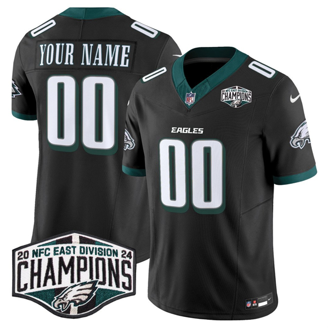 Personalized Men’s Philadelphia Eagles Active Player Black 2024 New NFC East Champions F.U.S.E. Untouchable Limited Stitched Football Jersey