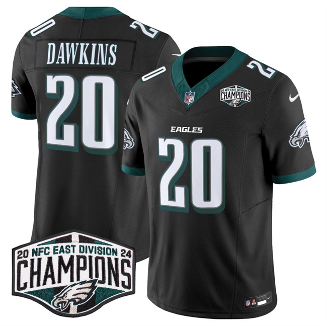 Personalized Men’s Philadelphia Eagles #20 Brian Dawkins Black 2024 New NFC East Champions F.U.S.E. Untouchable Limited Stitched Football Jersey