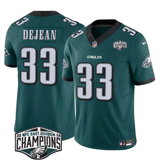 Personalized Men’s Philadelphia Eagles #33 Cooper DeJean Green 2024 New NFC East Champions F.U.S.E. Untouchable Limited Stitched Football Jersey