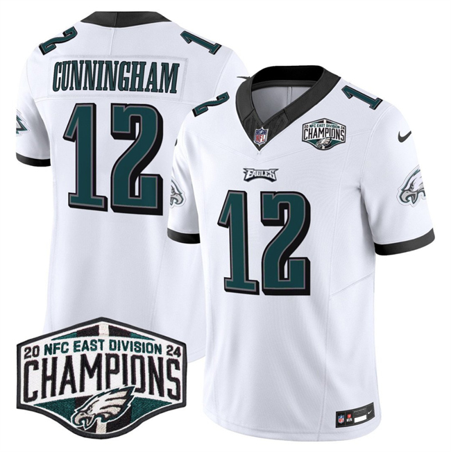 Personalized Men’s Philadelphia Eagles #12 Randall Cunningham White 2024 NFC East Champions F.U.S.E. Untouchable Limited Stitched Football Jersey