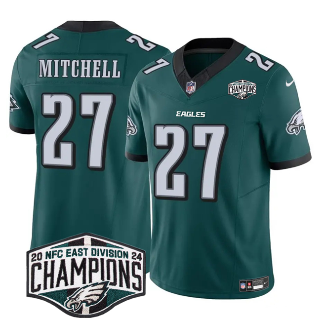 Personalized Men’s Philadelphia Eagles #27 Quinyon Mitchell Green 2024 New NFC East Champions F.U.S.E. Untouchable Limited Stitched Football Jersey