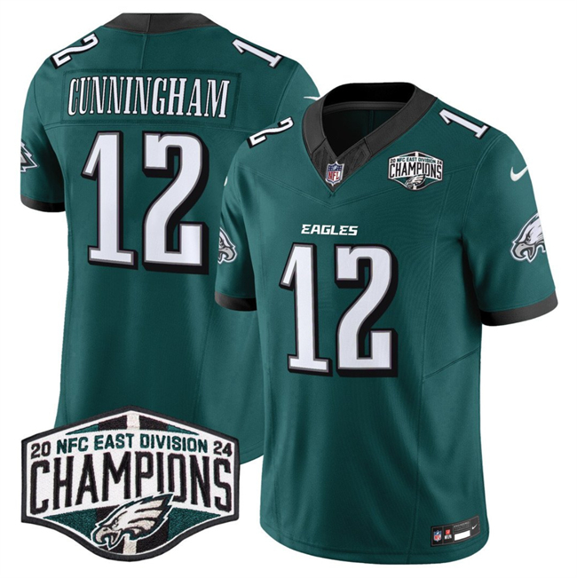 Personalized Men’s Philadelphia Eagles #12 Randall Cunningham Green 2024 New NFC East Champions F.U.S.E. Untouchable Limited Stitched Football Jersey