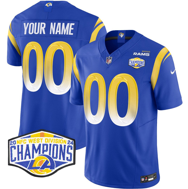 Personalized Men’s Los Angeles Rams Active Player Blue 2024 NFC West Champions F.U.S.E. Untouchable Stitched Football Jersey