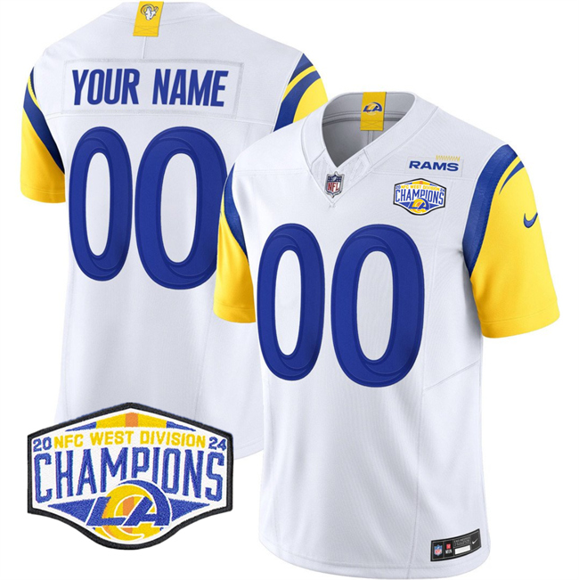 Personalized Men’s Los Angeles Rams Active Player White 2024 NFC West Champions F.U.S.E. Untouchable Stitched Football Jersey