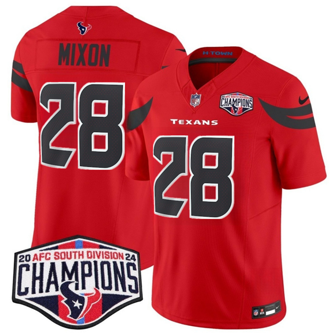 Personalized Men’s Houston Texans #28 Joe Mixon Red F.U.S.E. 2024 AFC South Division Champions Limited Stitched Football Jersey
