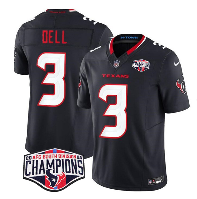 Personalized Men’s Houston Texans #3 Tank Dell Navy F.U.S.E. 2024 AFC South Division Champions Limited Stitched Football Jersey
