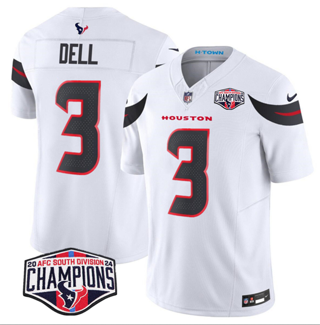 Personalized Men’s Houston Texans #3 Tank Dell White F.U.S.E. 2024 AFC South Division Champions Limited Stitched Football Jersey