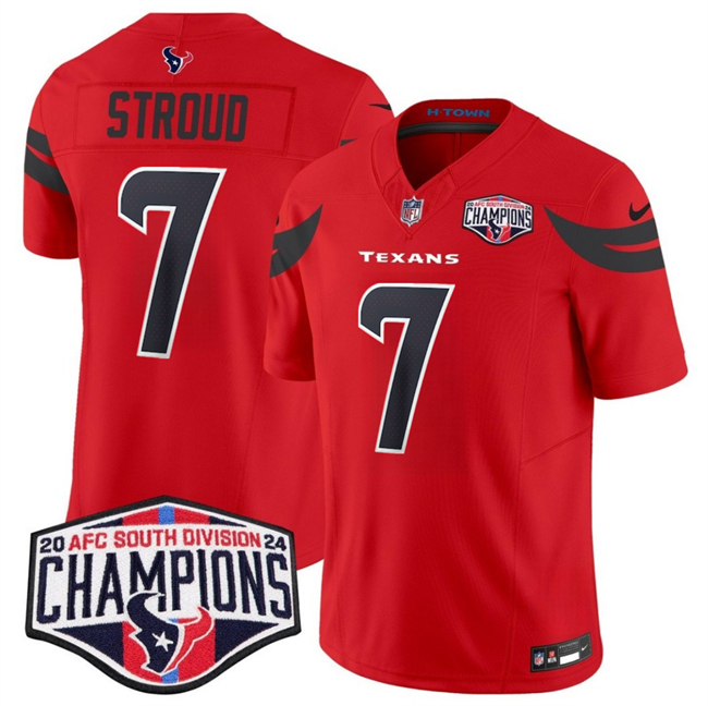 Personalized Men’s Houston Texans #7 C.J. Stroud Red F.U.S.E. 2024 AFC South Division Champions Limited Stitched Football Jersey