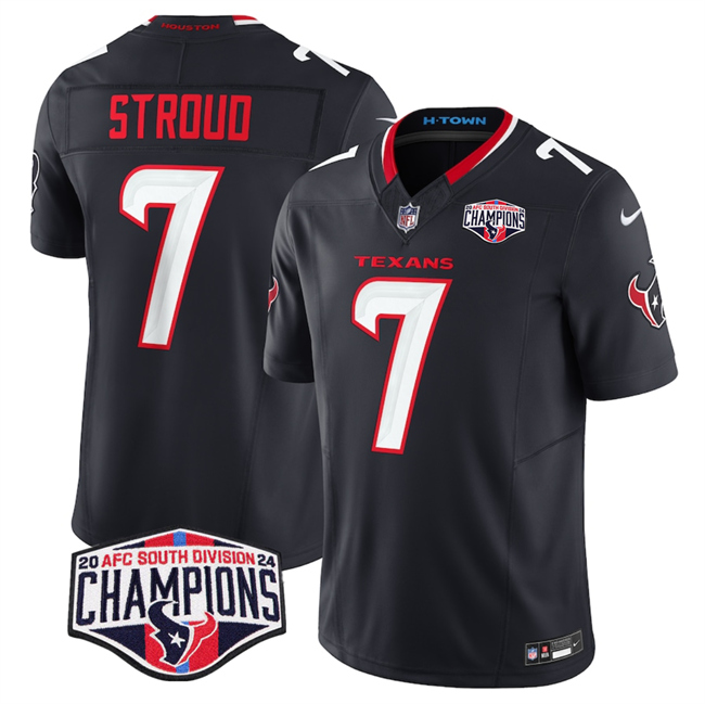 Personalized Men’s Houston Texans #7 C.J. Stroud Navy F.U.S.E. 2024 AFC South Division Champions Limited Stitched Football Jersey
