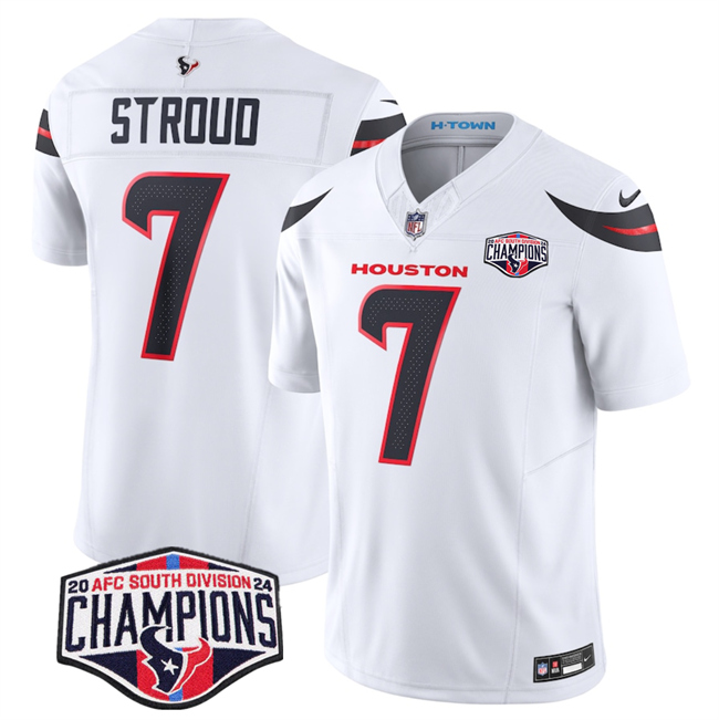 Personalized Men’s Houston Texans #7 C.J. Stroud White F.U.S.E. 2024 AFC South Division Champions Limited Stitched Football Jersey