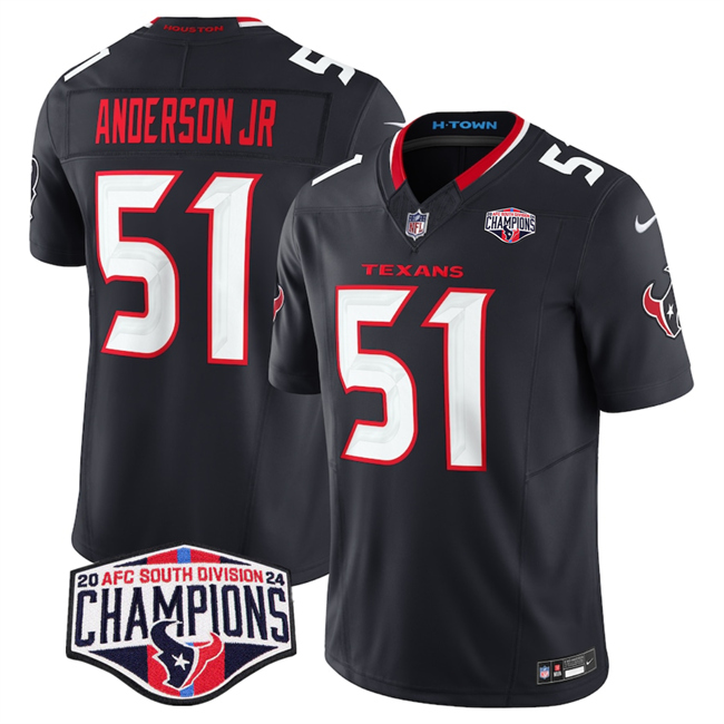 Personalized Men’s Houston Texans #51 Will Anderson Jr. Navy F.U.S.E. 2024 AFC South Division Champions Limited Stitched Football Jersey