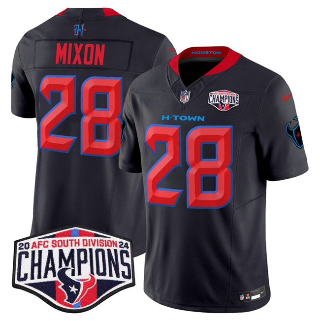 Personalized Men’s Houston Texans #28 Joe Mixon Navy 2nd Alternate F.U.S.E. 2024 AFC South Division Champions Limited Stitched Football Jersey