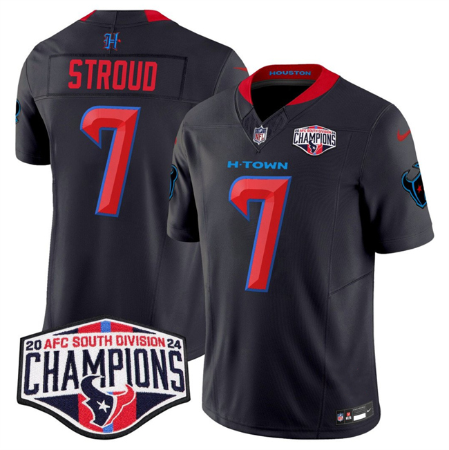 Personalized Men’s Houston Texans #7 C.J. Stroud Navy 2nd Alternate F.U.S.E. 2024 AFC South Division Champions Limited Stitched Football Jersey