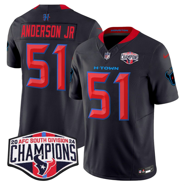 Personalized Men’s Houston Texans #51 Will Anderson Jr. Navy 2nd Alternate F.U.S.E. 2024 AFC South Division Champions Limited Stitched Football Jersey