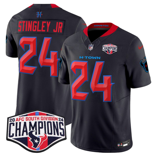 Personalized Men’s Houston Texans #24 Derek Stingley Jr. Navy 2nd Alternate F.U.S.E. 2024 AFC South Division Champions Limited Stitched Football Jersey