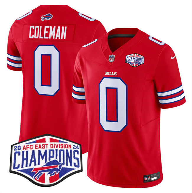Personalized Men’s Buffalo Bills #0 Keon Coleman Red F.U.S.E. 2024 AFC East Division Champions Limited Stitched Football Jersey