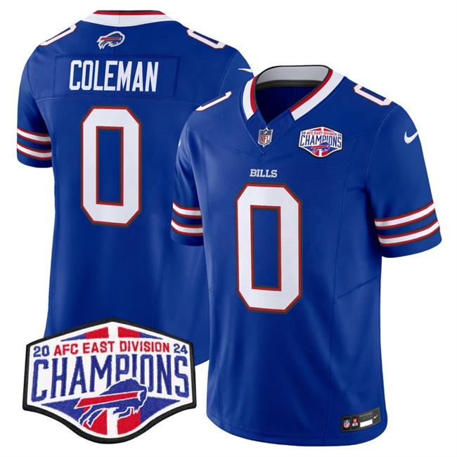 Personalized Men’s Buffalo Bills #0 Keon Coleman Royal F.U.S.E. 2024 AFC East Division Champions Limited Stitched Football Jersey