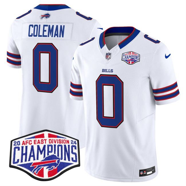 Personalized Men’s Buffalo Bills #0 Keon Coleman White F.U.S.E. 2024 AFC East Division Champions Limited Stitched Football Jersey