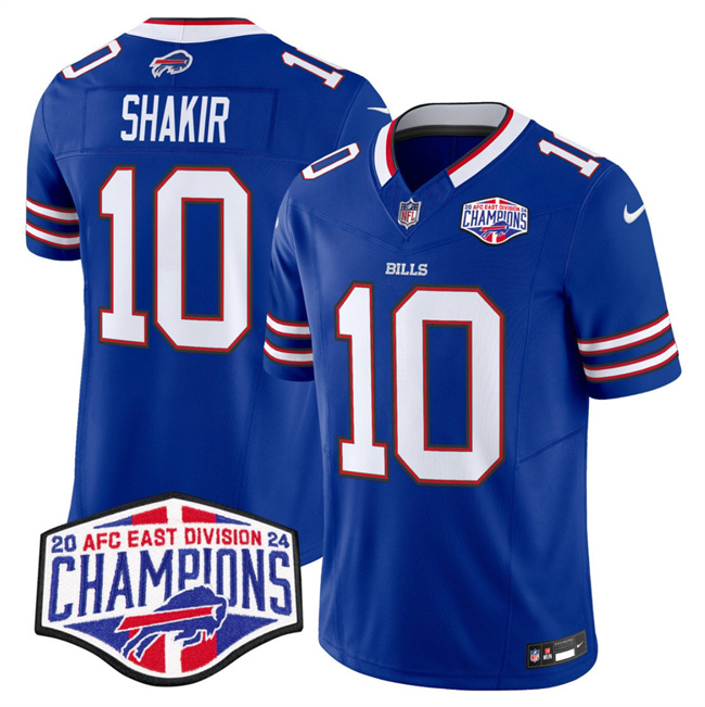 Personalized Men’s Buffalo Bills #10 Khalil Shakir Royal F.U.S.E. 2024 AFC East Division Champions Limited Stitched Football Jersey