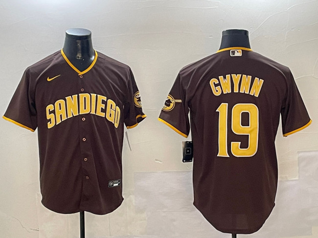 Personalized Men’s San Diego Padres #19 Tony Gwynn Brown Cool Base Stitched Baseball Jersey
