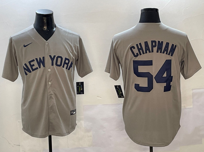 Personalized Men’s New York Yankees #54 Aroldis Chapman Grey Cool Base Stitched Baseball Jersey