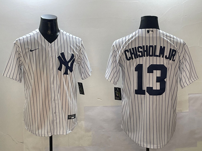 Personalized Men’s New York Yankees #13 Jazz Chisholm Jr. White Cool Base Stitched Baseball Jersey