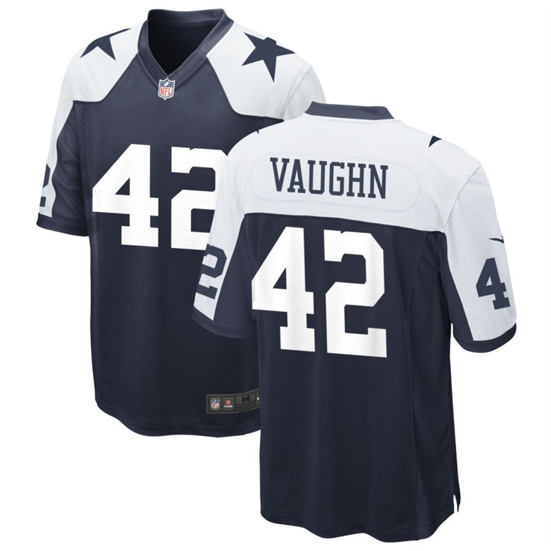 Personalized Men’s Dallas Cowboys #42 Vaughn Navy White Thanksgiving Untouchable Limited Stitched Football Jersey
