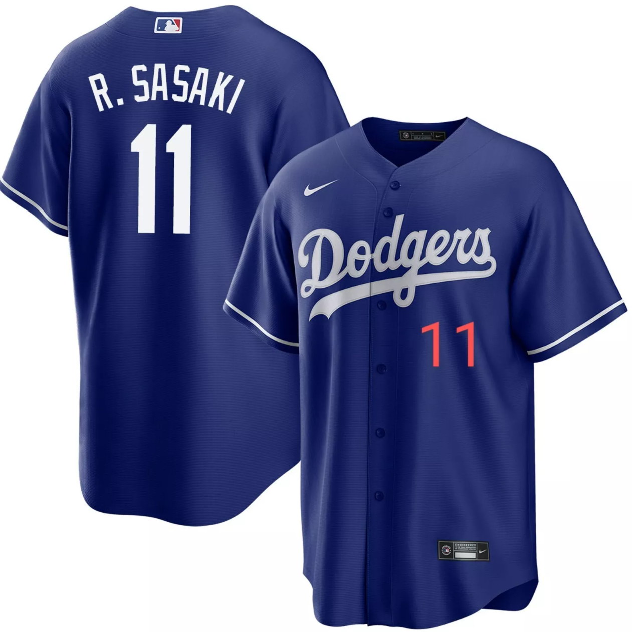 Personalized Men’s Roki Sasaki #11 Los Angeles Dodgers away Blue Jersey