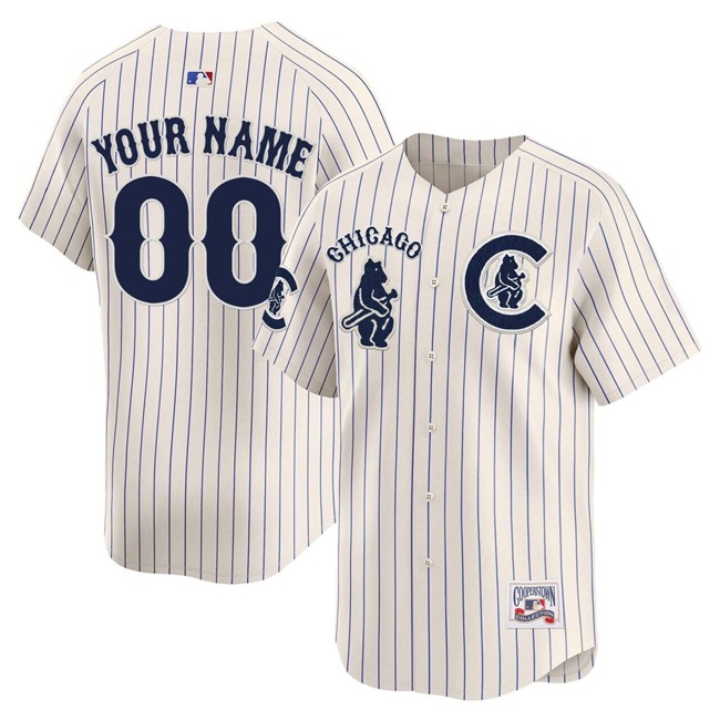 Personalized Men’s Chicago Cubs Active Player Cream Pinstripe Special Premier Limited Stitched Baseball Jersey