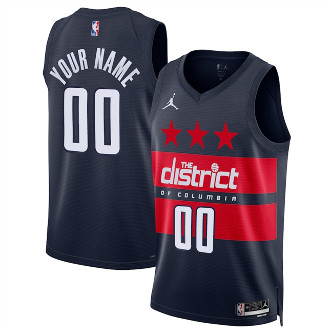 Personalized Men’s Washington Wizards Active Player Navy 2024 25 Statement Edition Stitched Basketball Jersey