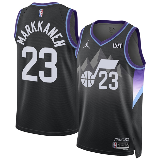 Personalized Men’s Utah Jazz #23 Lauri Markkanen Purple 2024 25 Statement Edition Stitched Basketball Jersey