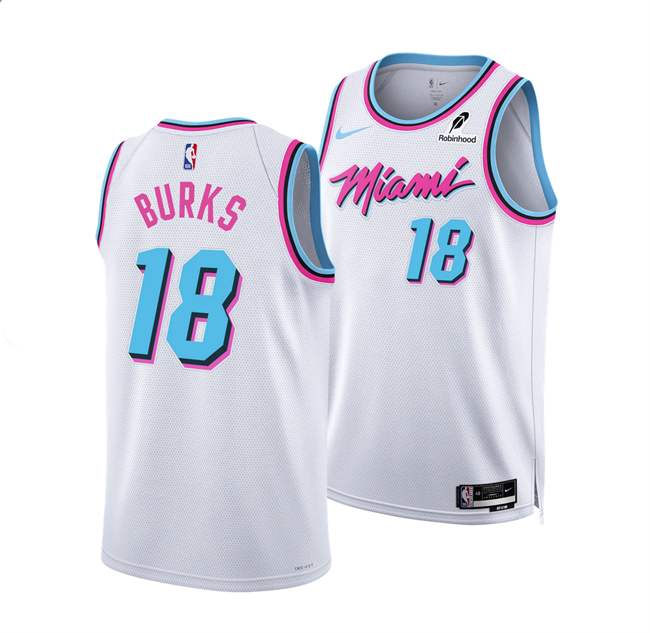 Personalized Men’s Miami Heat #18 Alec Burks White 2024 25 City Edition Stitched Basketball Jersey