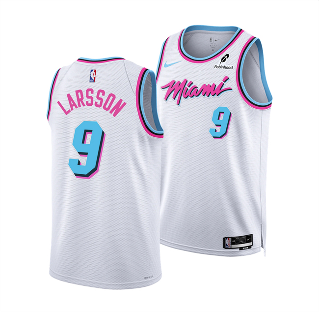 Personalized Men’s Miami Heat #9 Pelle Larsson White 2024 25 City Edition Stitched Basketball Jersey
