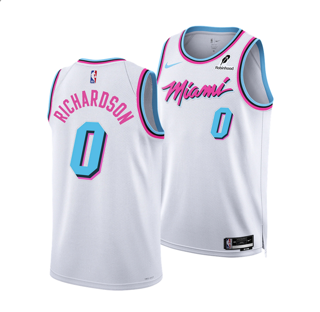 Personalized Men’s Miami Heat #0 Josh Richardson White 2024 25 City Edition Stitched Basketball Jersey