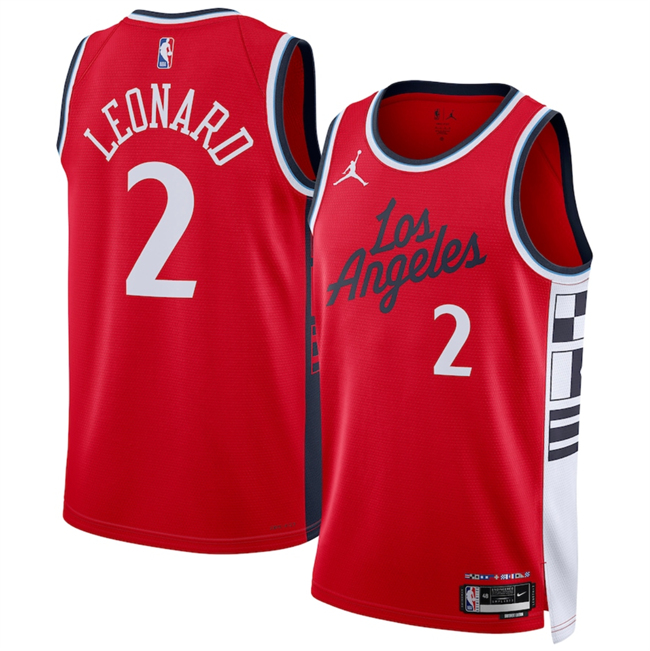 Personalized Men’s Los Angeles Clippers #2 Kawhi Leonard Red 2024 25 Statement Edition Stitched Jersey
