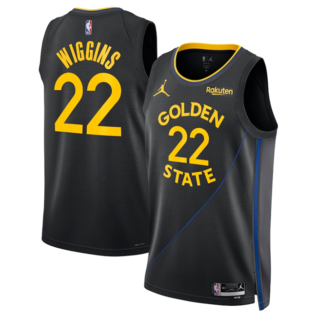 Personalized Men’s Golden State Warriors #22 Andrew Wiggins Black 2024 25 Statement Edition Stitched Basketball Jersey