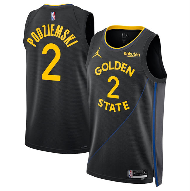Personalized Men’s Golden State Warriors #2 Brandin Podziemski Black 2024 25 Statement Edition Stitched Basketball Jersey