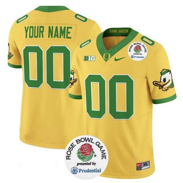 Personalized Men’s Oregon Ducks Active Player Gold 2024 F.U.S.E. Rose Bowl Limited Stitched Football Jersey