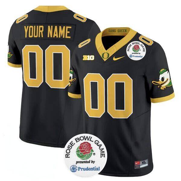 Personalized Men’s Oregon Ducks Active Player Black 2024 F.U.S.E. Rose Bowl Limited Stitched Football Jersey