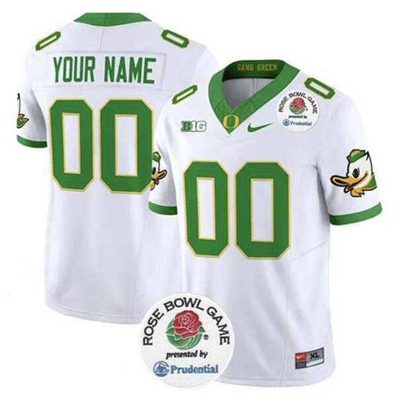 Personalized Men’s Oregon Ducks Active Player White 2024 F.U.S.E. Rose Bowl Limited Stitched Football Jersey