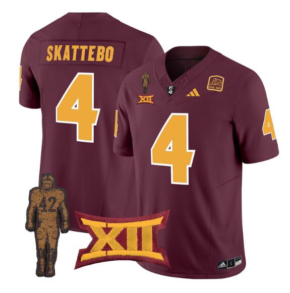 Personalized Men’s Arizona State Sun Devils #4 Cam Skattebo 2024 F.U.S.E. Maroon Pat Tillman Honoring Patch Limited Stitched Jersey