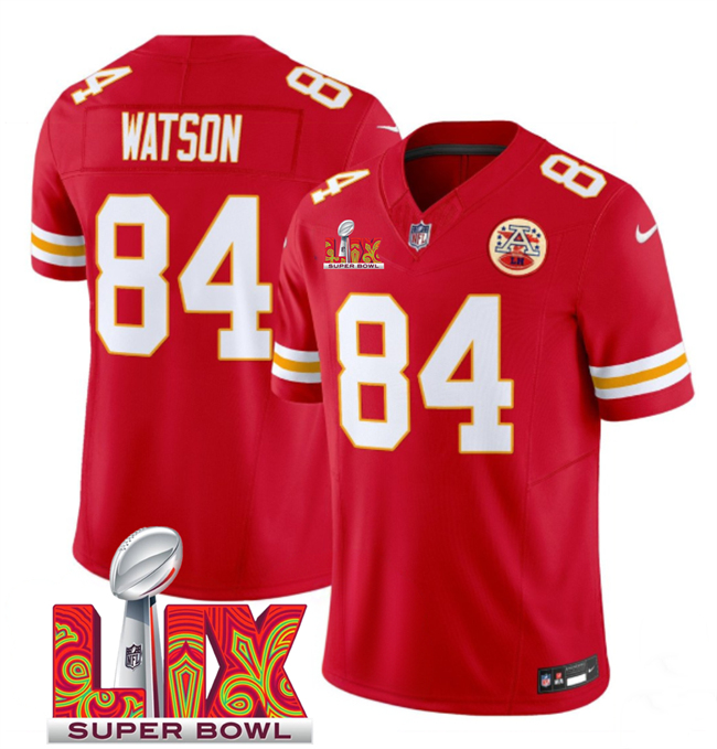Personalized Men’s Kansas City Chiefs #84 Justin Watson Red 2025 Super Bowl LIX Patch F.U.S.E. Limited Stitched Football Jersey