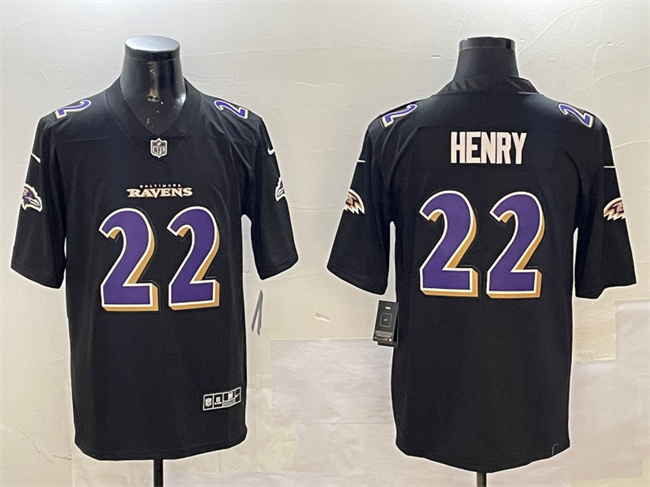 Personalized Men’s Baltimore Ravens #22 Derrick Henry Black Fashion Untouchable Limited Football Jersey