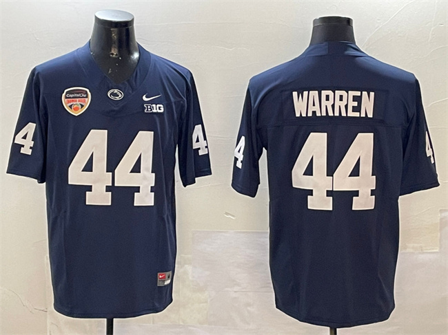 Personalized Men’s Penn State Nittany Lions #44 Davis Warren Navy 2024 Orange Bowl Patch F.U.S.E. Limited Stitched Jersey