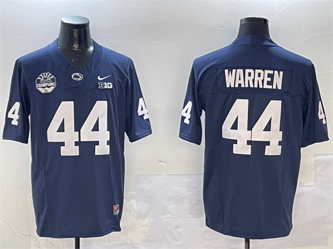 Personalized Men’s Penn State Nittany Lions #44 Davis Warren Navy 2024 Fiesta Bowl Champions Patch F.U.S.E. Limited Stitched Jersey
