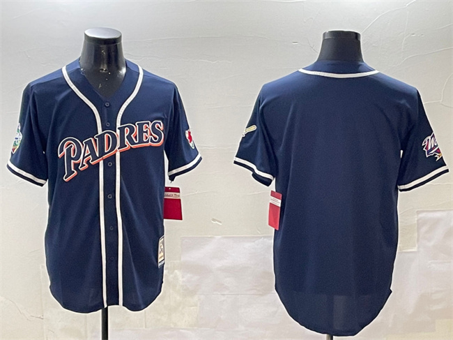 Personalized Men’s San Diego Padres Blank Navy 1998 World Series Cool Base Stitched Baseball Jersey